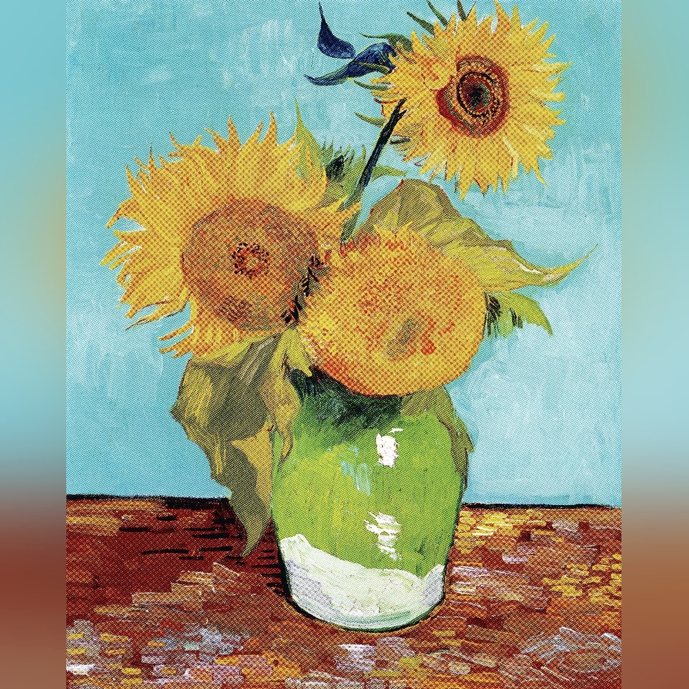 Vincent van Gogh's Vase with Three Sunflowers (1888) famous painting Art Print